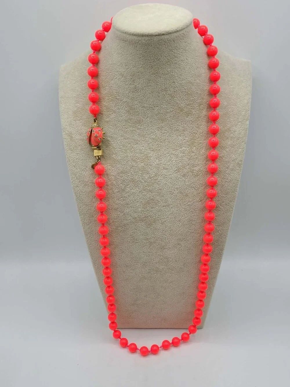 J Crew Orange Beads with a Ladybug Clasp